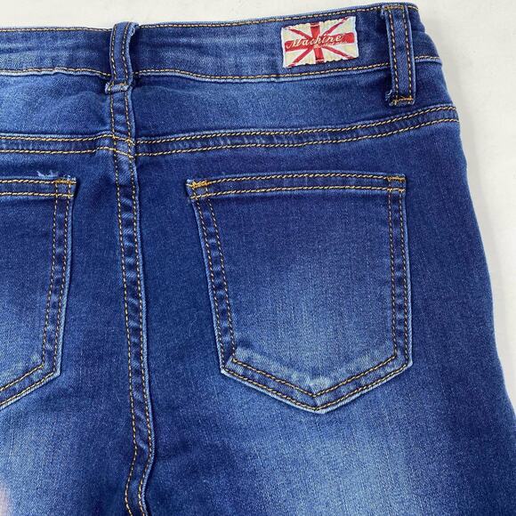 Machine Nouvelle Mode Distressed Jeans Blue Skinny Juniors sz 3 Lace Up Fly - Picture 7 of 12